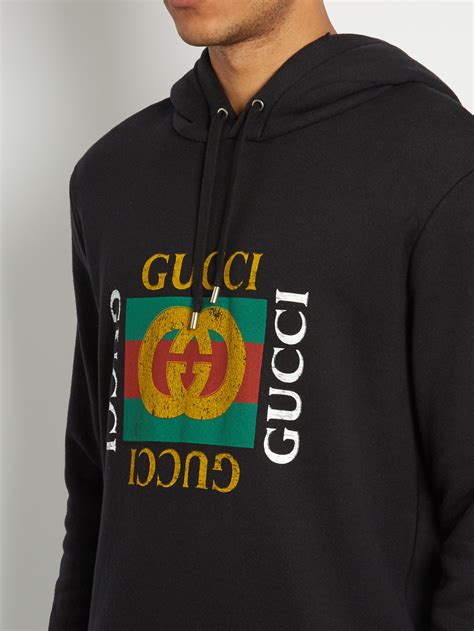 gucci logo printed hooded sweatshirt